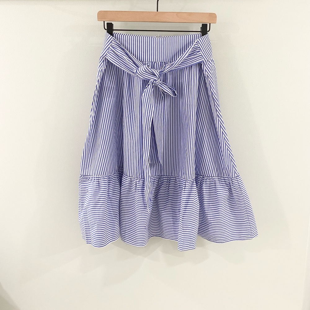 J. Crew Blue and White Striped Skirt